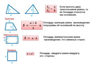 Формулы площадей треугольников параллелограммов трапеции. Как найти высоту фигуры. Формула нахождения высоты фигурах. Высота квадрата формула. Формулы площади треугольника и параллелограмма.